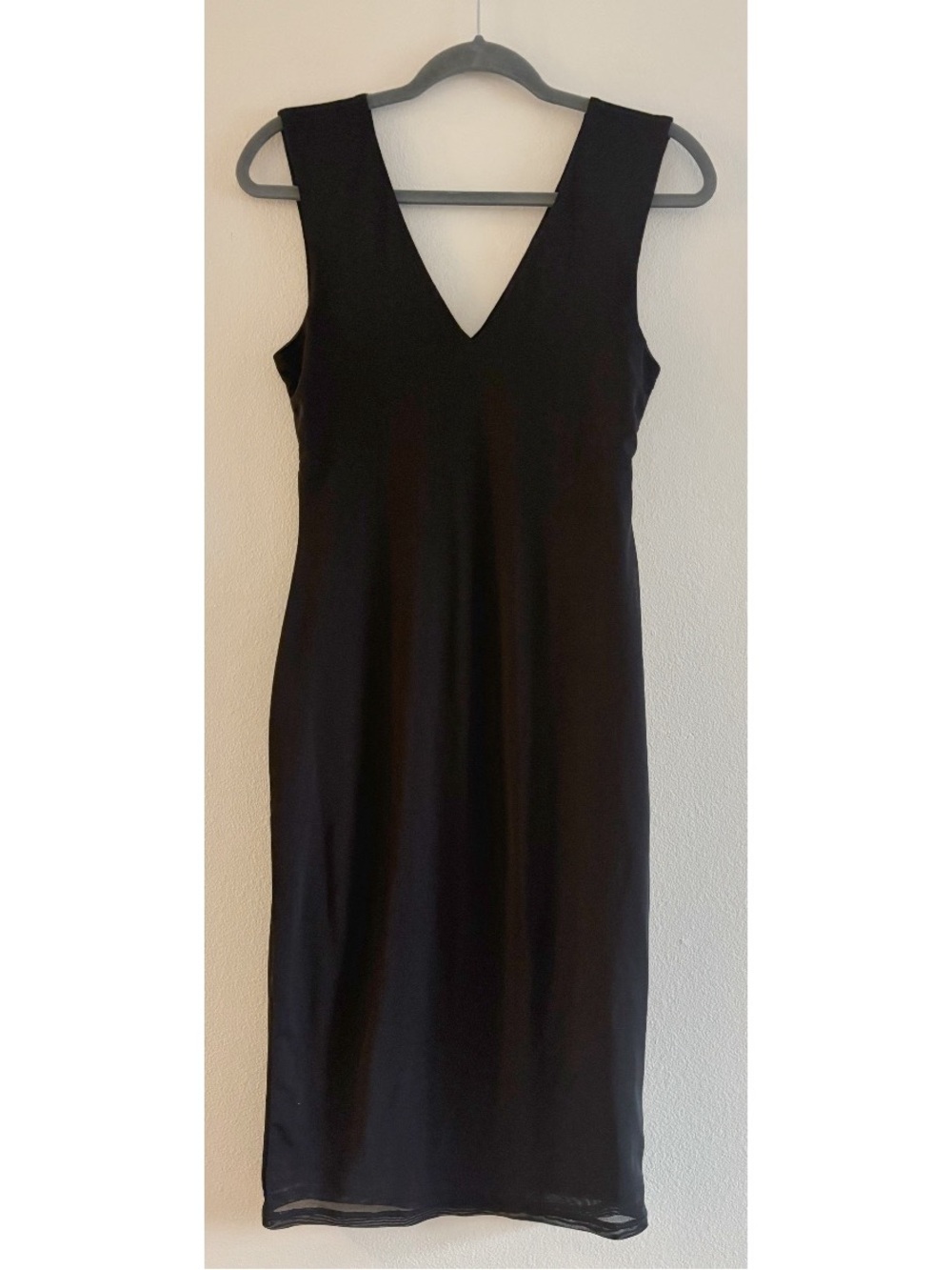AFRM Black Mesh Overlay Midi Dress Medium
